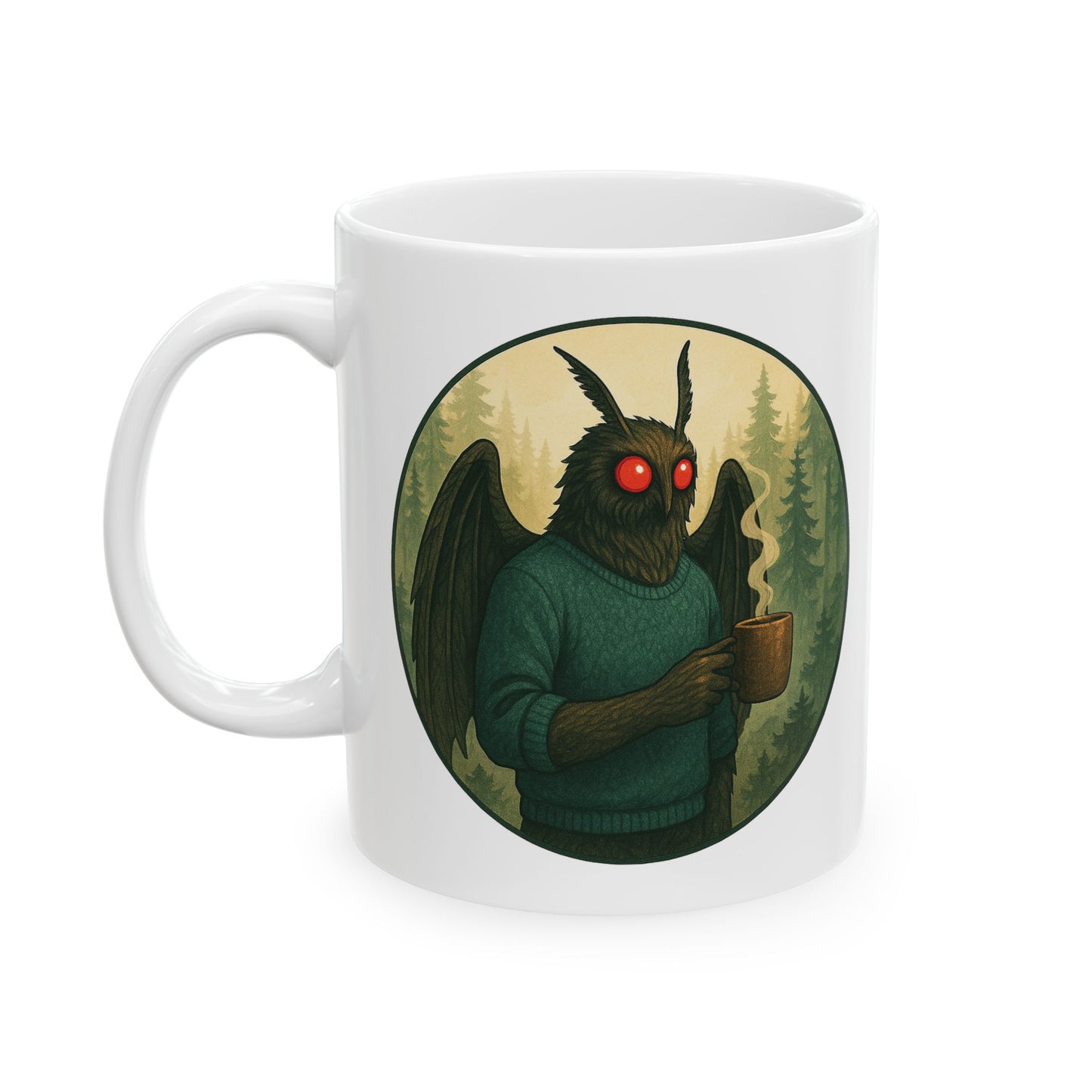 Mysterious Mothman Brew Ceramic Mug - Perfect Gift for Coffee Lovers, Outdoorsy Gifts, Eco-Friendly Drinkware, Camping Mug, Nature Lover's Tea Cup