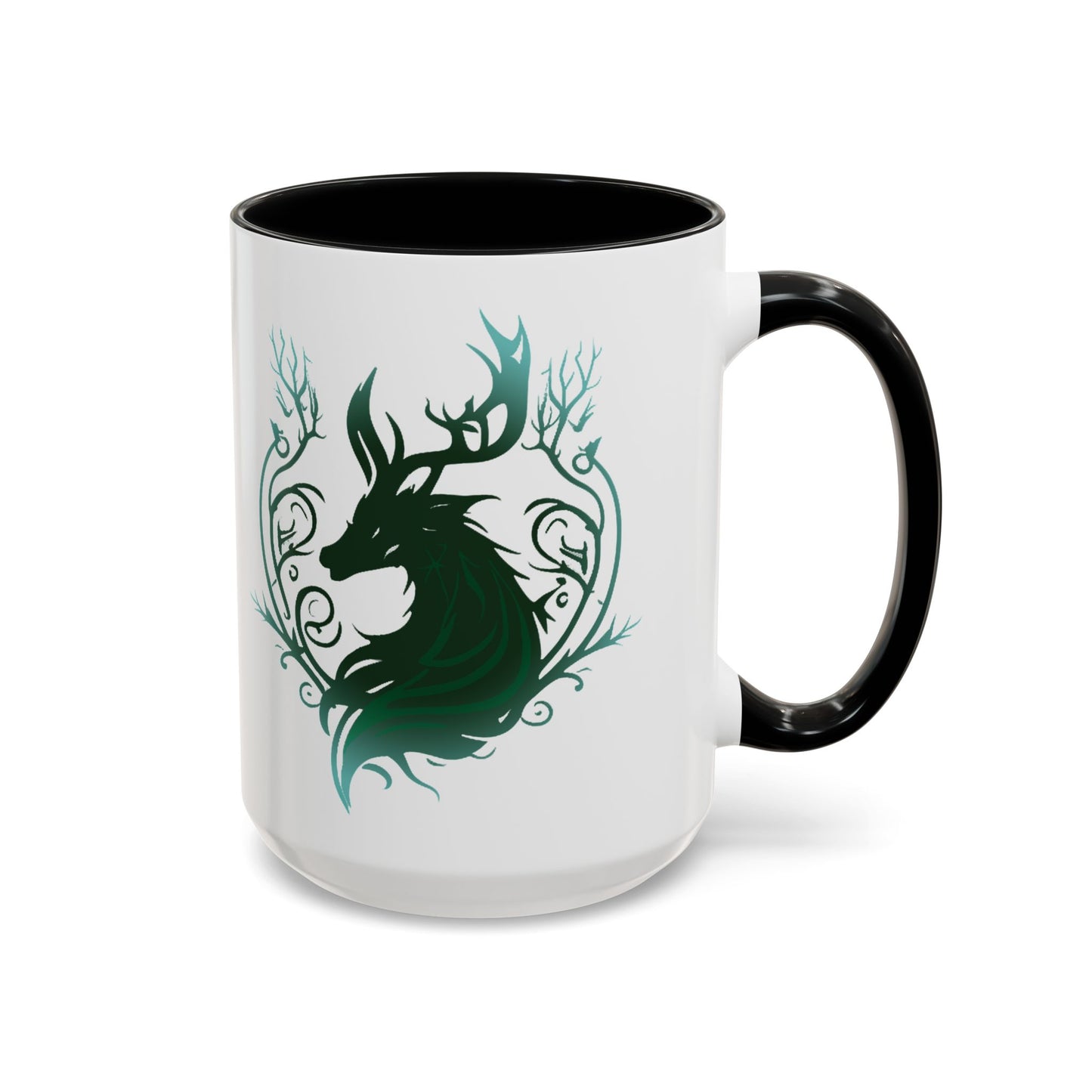 Mythical Green Stag Accent Coffee Mug, 11oz