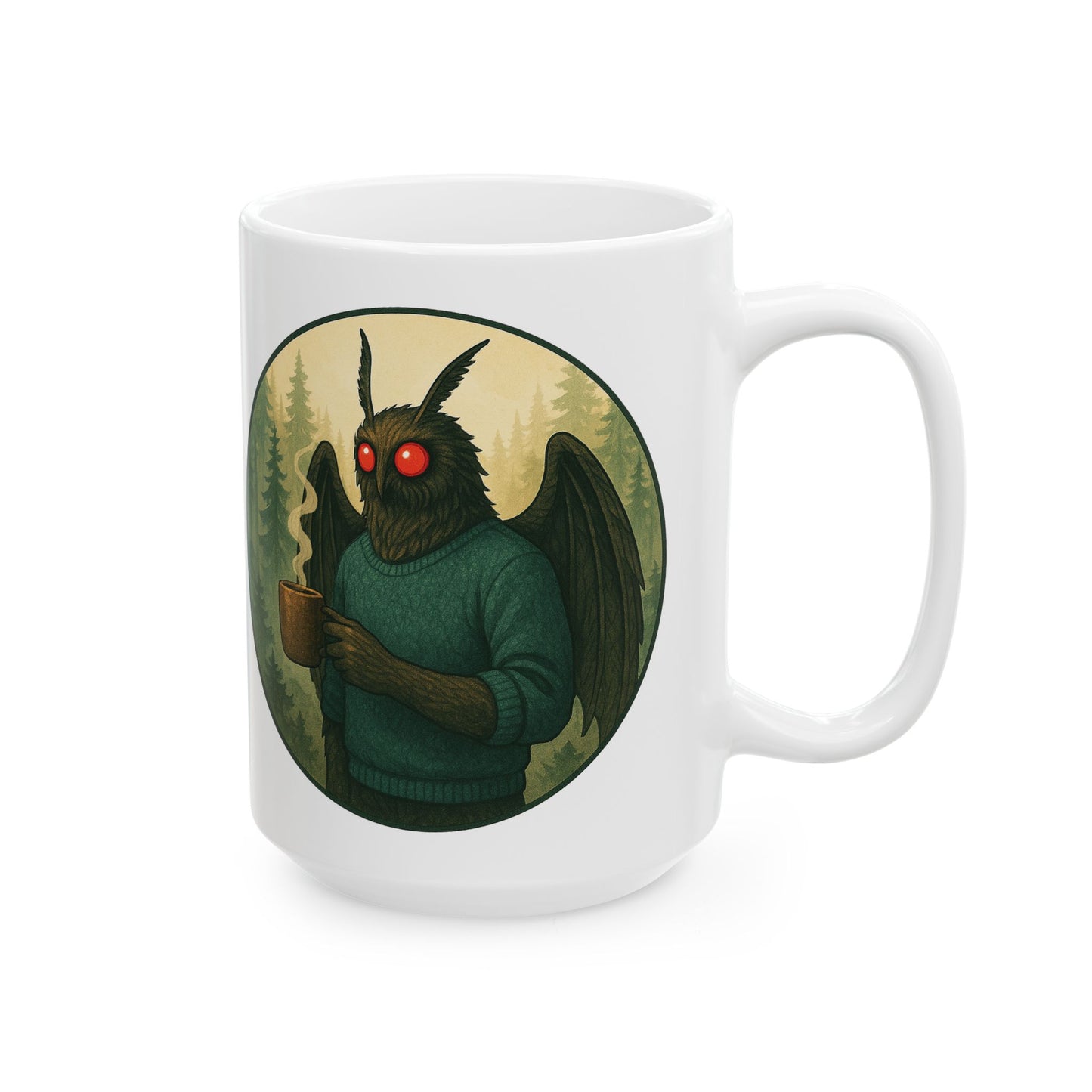 Mysterious Mothman Brew Ceramic Mug - Perfect Gift for Coffee Lovers, Outdoorsy Gifts, Eco-Friendly Drinkware, Camping Mug, Nature Lover's Tea Cup