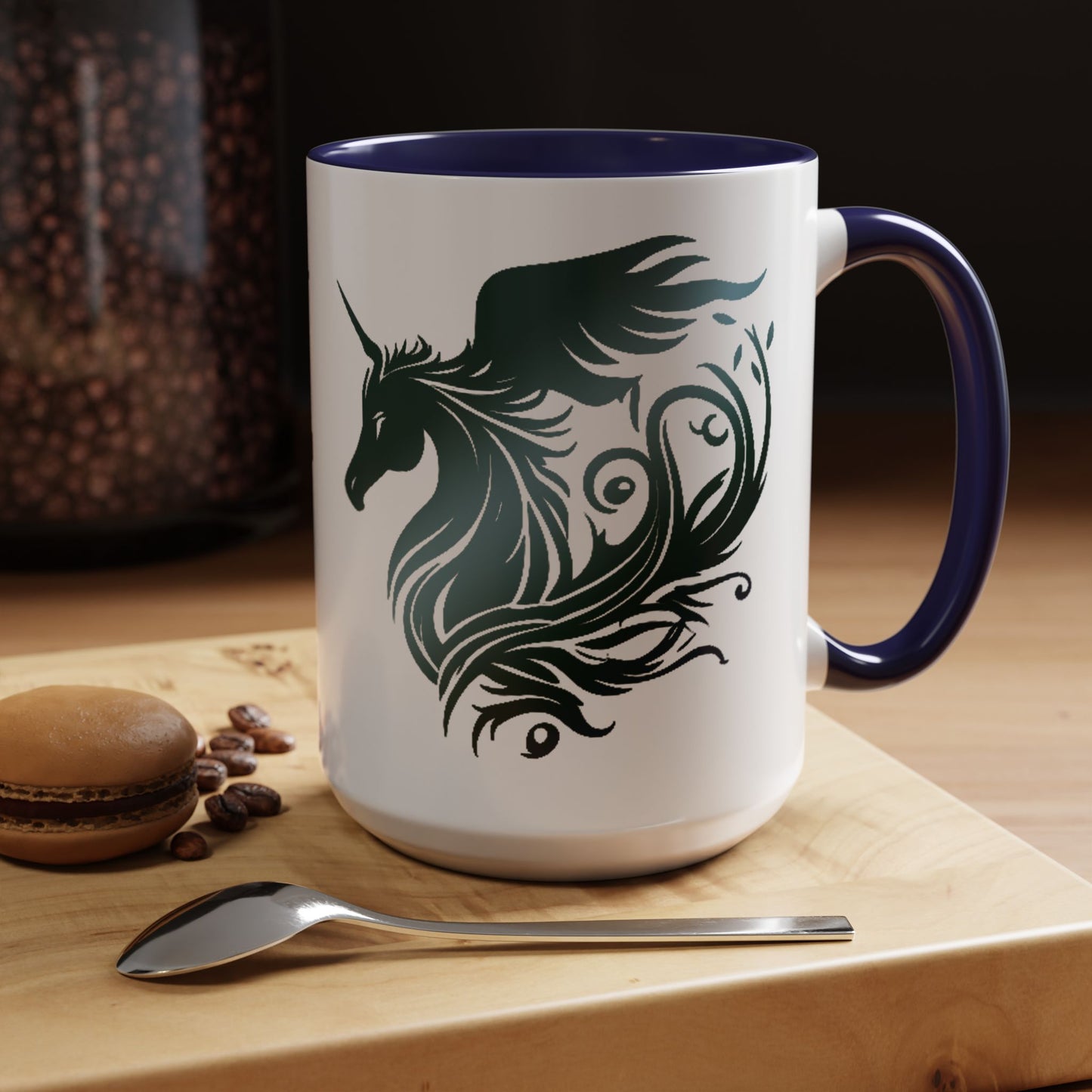 Mythical Green Unicorn Accent Coffee Mug, 11oz