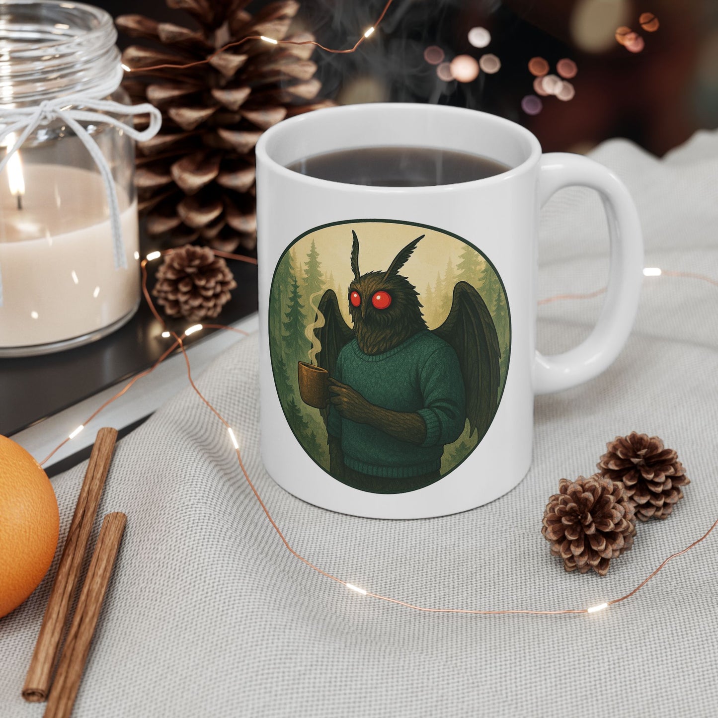 Mysterious Mothman Brew Ceramic Mug - Perfect Gift for Coffee Lovers, Outdoorsy Gifts, Eco-Friendly Drinkware, Camping Mug, Nature Lover's Tea Cup