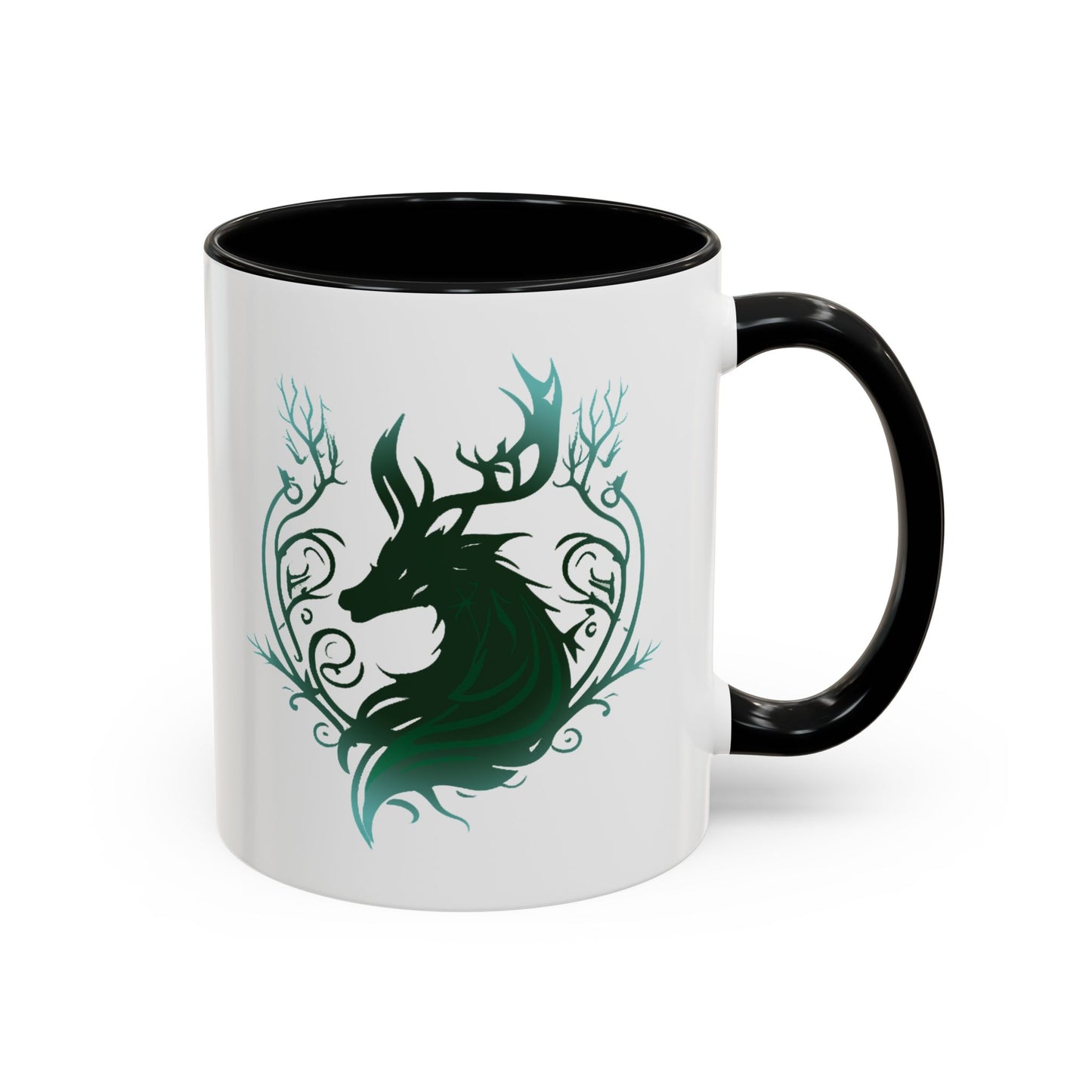 Mythical Green Stag Accent Coffee Mug, 11oz