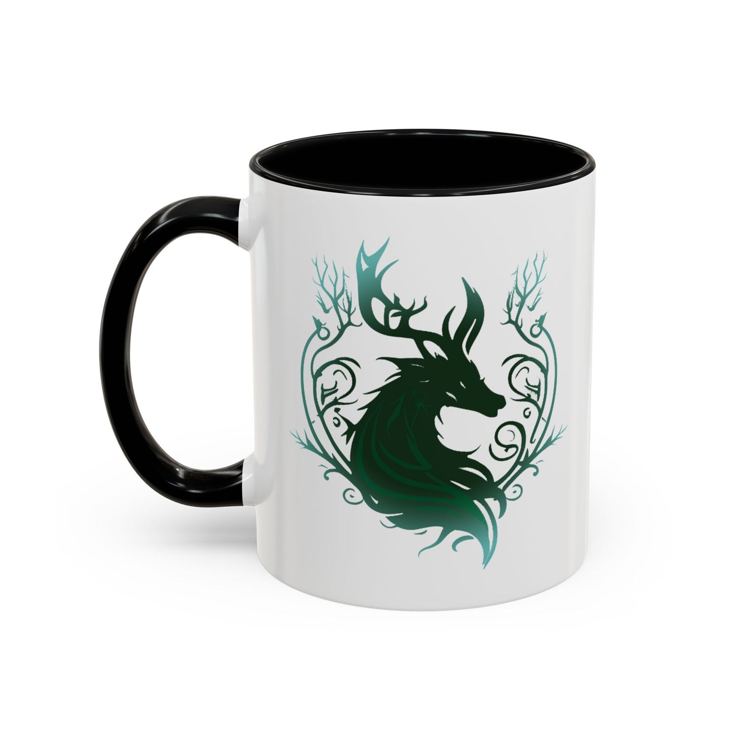 Mythical Green Stag Accent Coffee Mug, 11oz