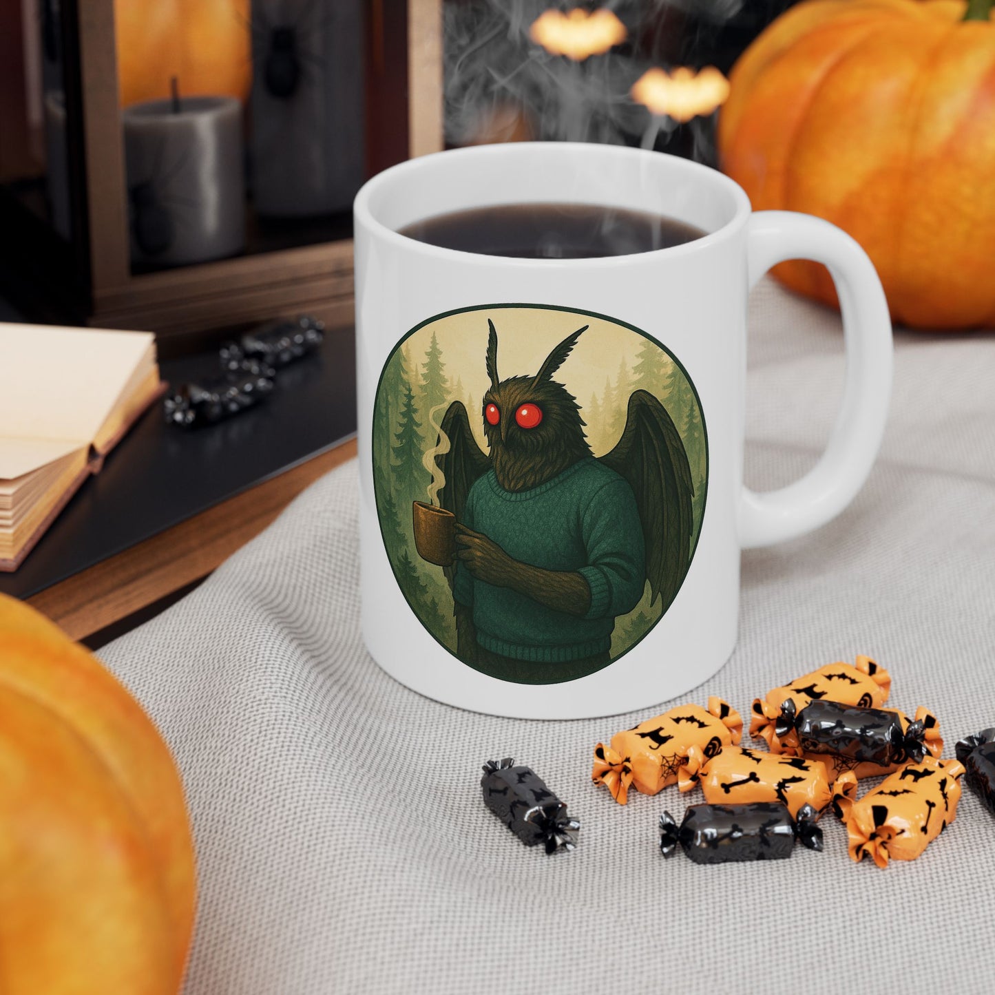 Mysterious Mothman Brew Ceramic Mug - Perfect Gift for Coffee Lovers, Outdoorsy Gifts, Eco-Friendly Drinkware, Camping Mug, Nature Lover's Tea Cup
