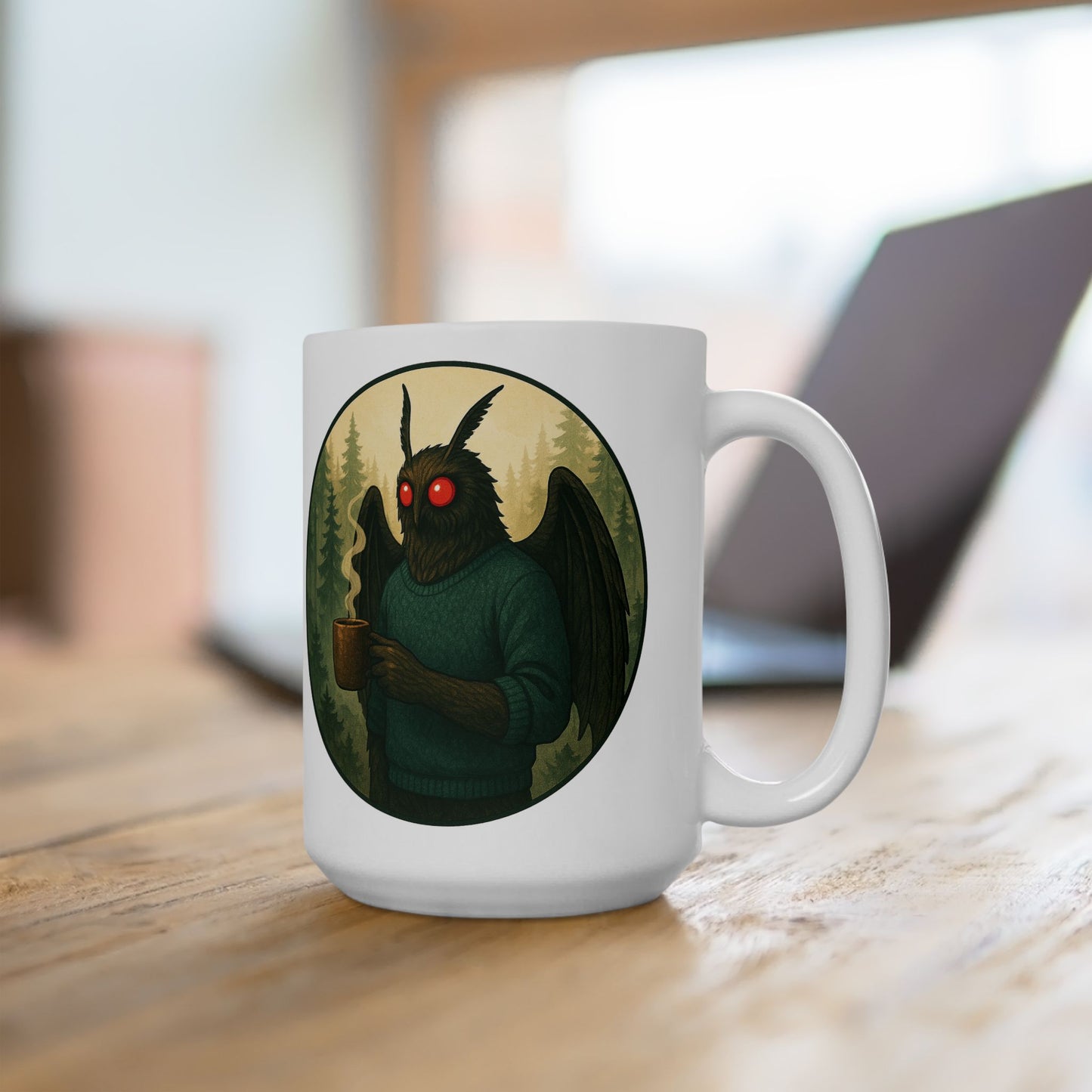 Mysterious Mothman Brew Ceramic Mug - Perfect Gift for Coffee Lovers, Outdoorsy Gifts, Eco-Friendly Drinkware, Camping Mug, Nature Lover's Tea Cup