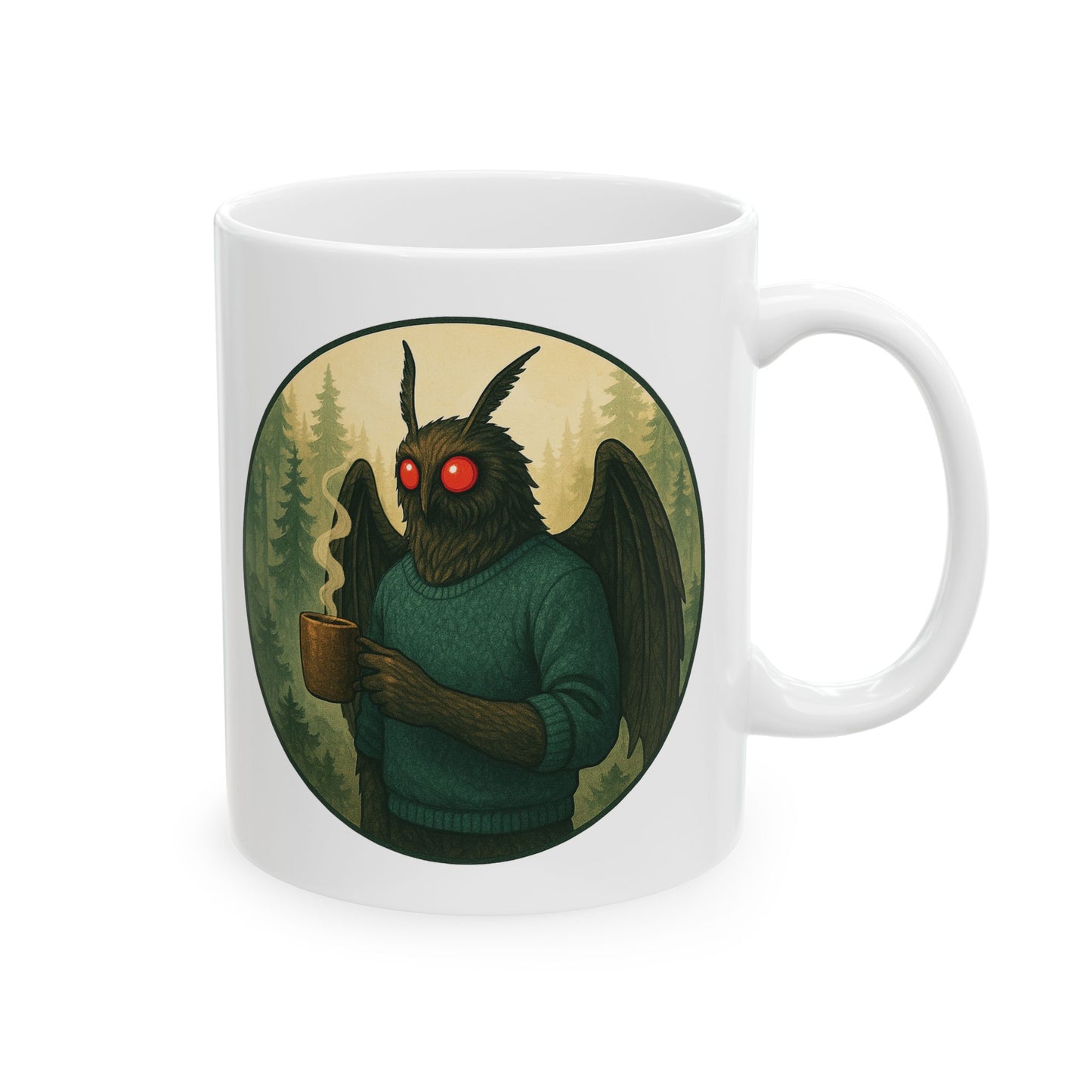 Mysterious Mothman Brew Ceramic Mug - Perfect Gift for Coffee Lovers, Outdoorsy Gifts, Eco-Friendly Drinkware, Camping Mug, Nature Lover's Tea Cup