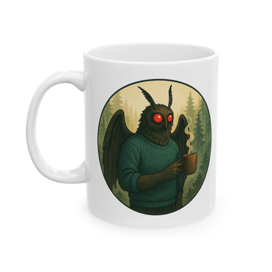 Mysterious Mothman Brew Ceramic Mug - Perfect Gift for Coffee Lovers, Outdoorsy Gifts, Eco-Friendly Drinkware, Camping Mug, Nature Lover's Tea Cup
