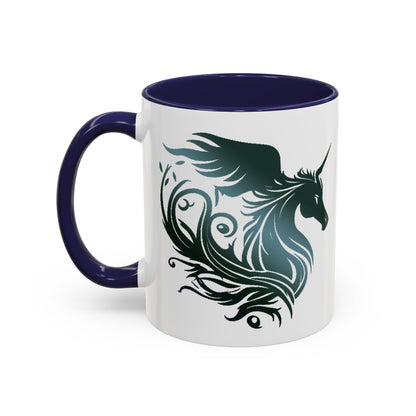 Mythical Green Unicorn Accent Coffee Mug, 11oz