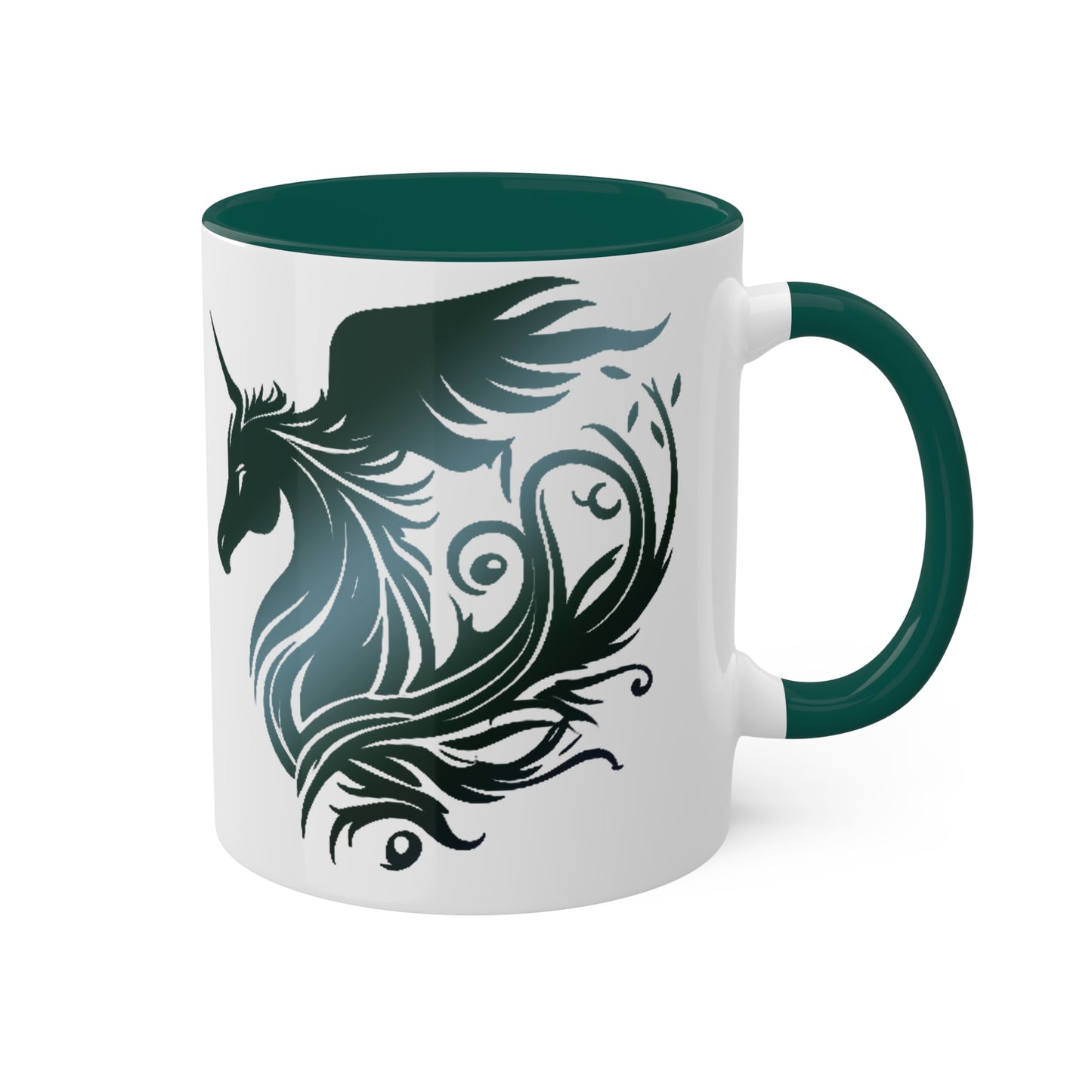 Mythical Green Unicorn Accent Coffee Mug, 11oz