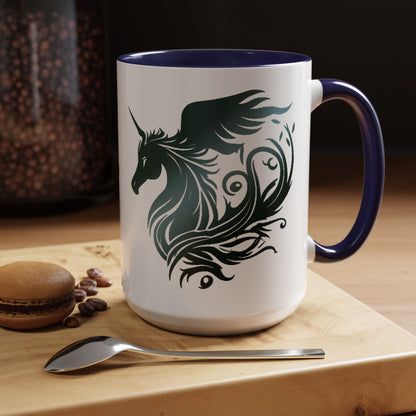 Mythical Green Unicorn Accent Coffee Mug, 11oz