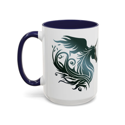 Mythical Green Unicorn Accent Coffee Mug, 11oz