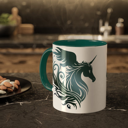 Mythical Green Unicorn Accent Coffee Mug, 11oz