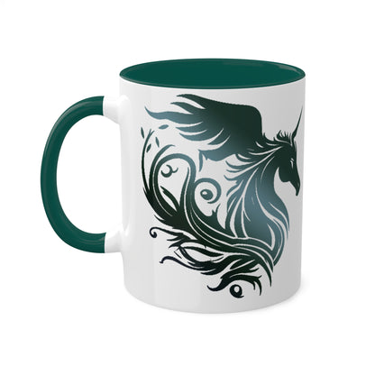 Mythical Green Unicorn Accent Coffee Mug, 11oz