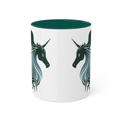 Mythical Green Unicorn Accent Coffee Mug, 11oz