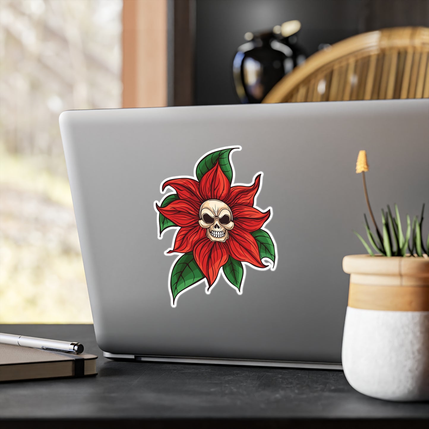 Blooming Skull Flower - Kiss-Cut Vinyl Sticker